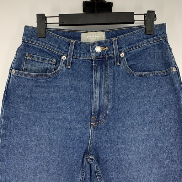 Everlane Jeans Crop Original Cheeky High Rise Blue Denim Straight - Picture 5 of 14